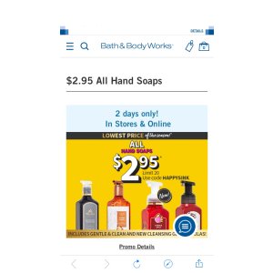 Bath & Body Works 所有洗手液$2.95