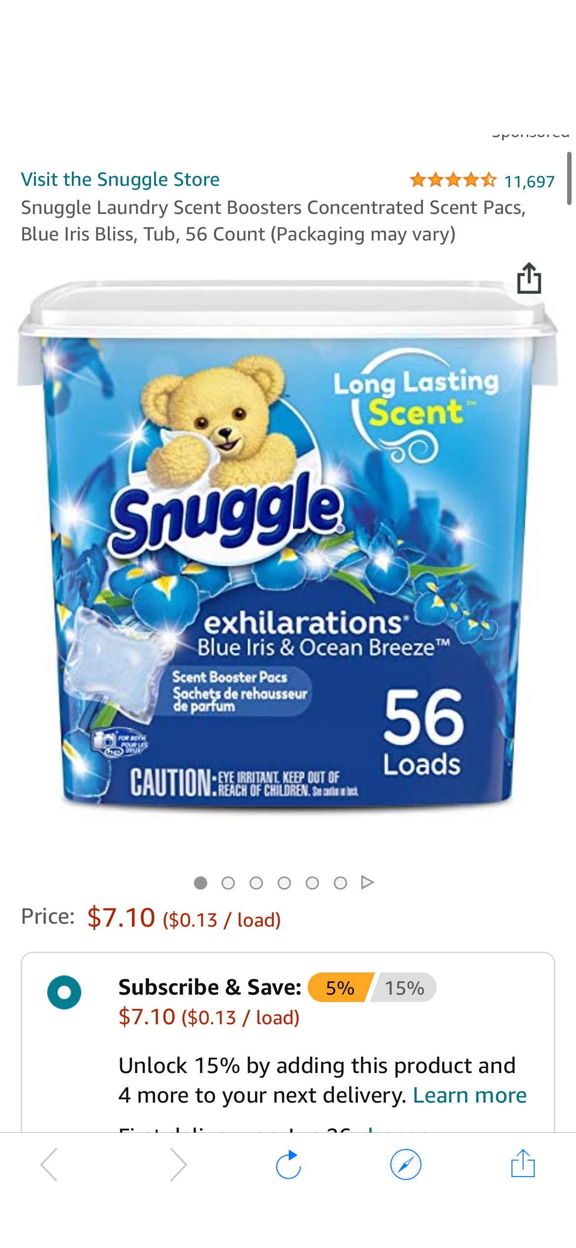 Amazon.com: Snuggle Laundry Scent Boosters Concentrated Scent Pacs, Blue Iris Bliss, Tub, 56 Count (Packaging may vary) : Health & Household 洗衣香珠S&S