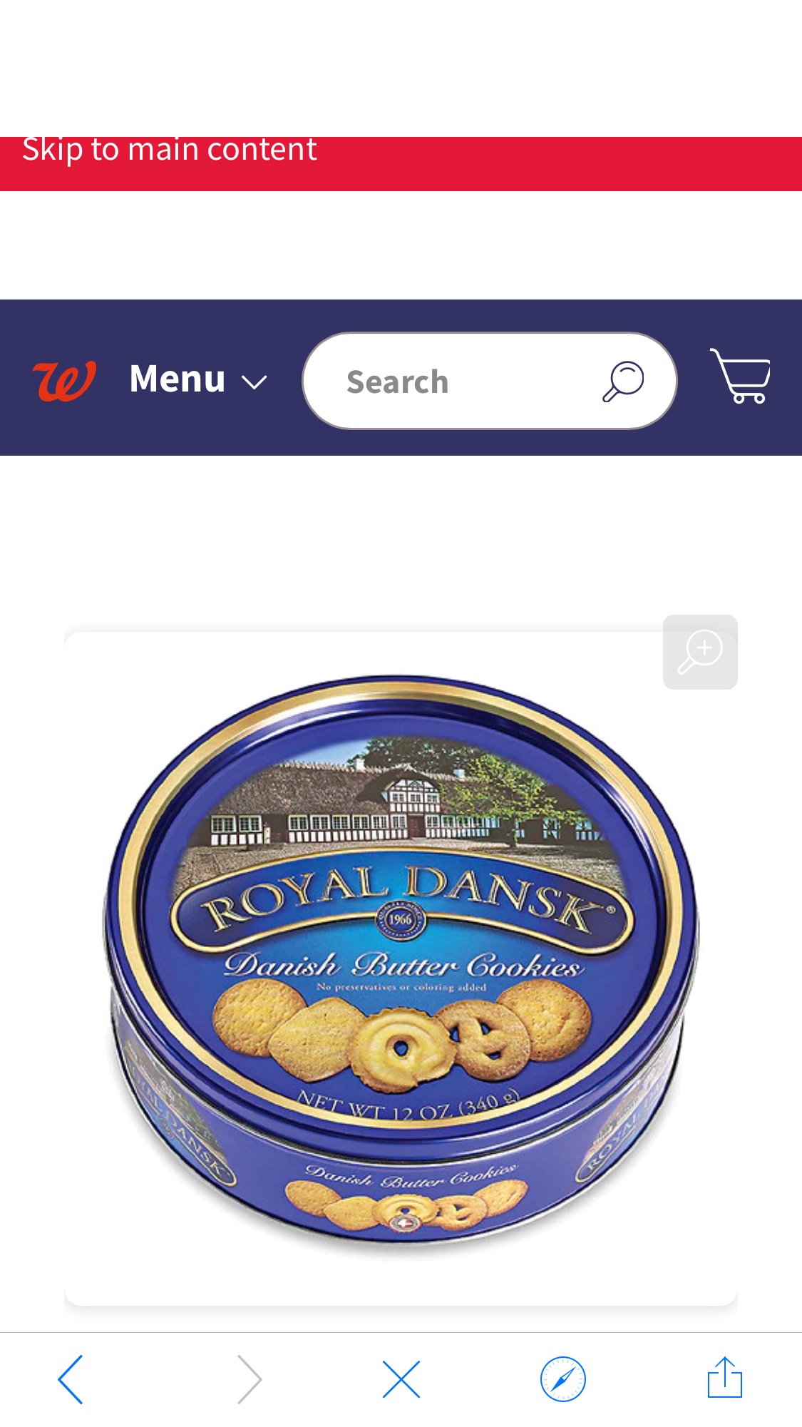 Royal Dansk Danish Butter Cookie Tin | Walgreens 蓝罐黄油曲奇饼 12oz