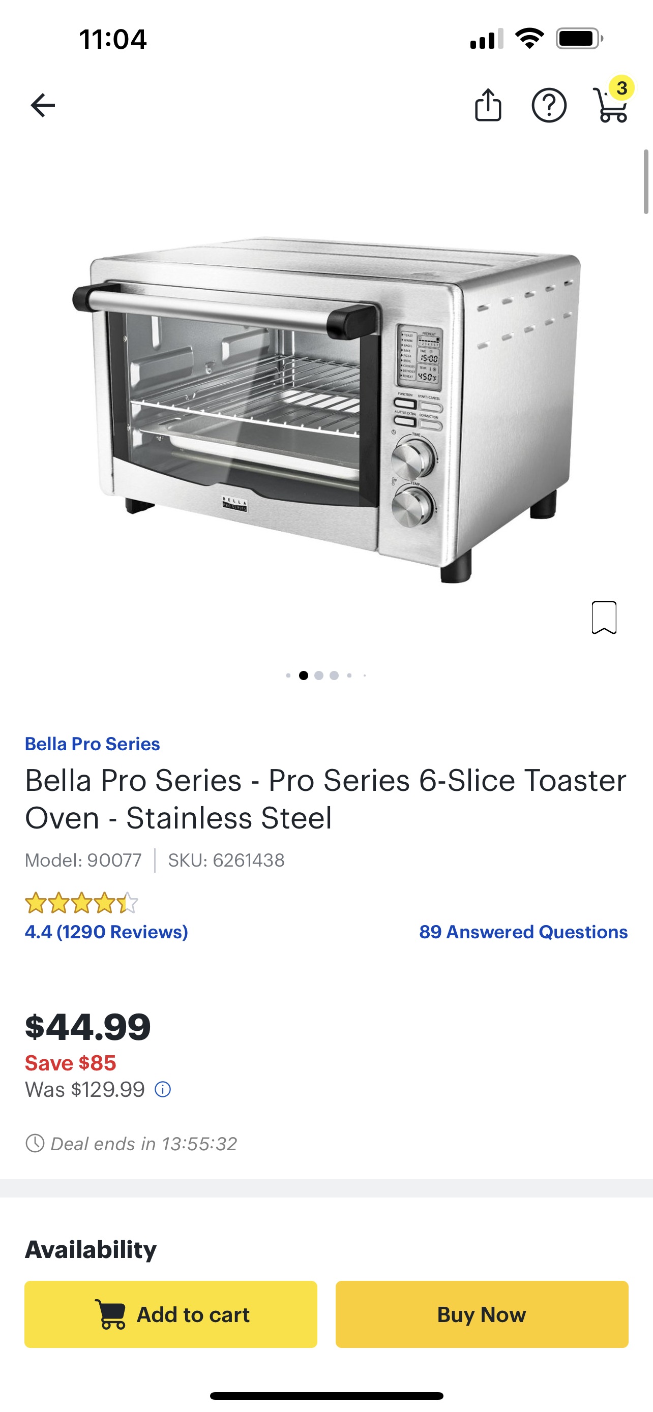 Bella Pro Series Pro Series 6-Slice Toaster Oven Stainless Steel 90077 - Best Buy