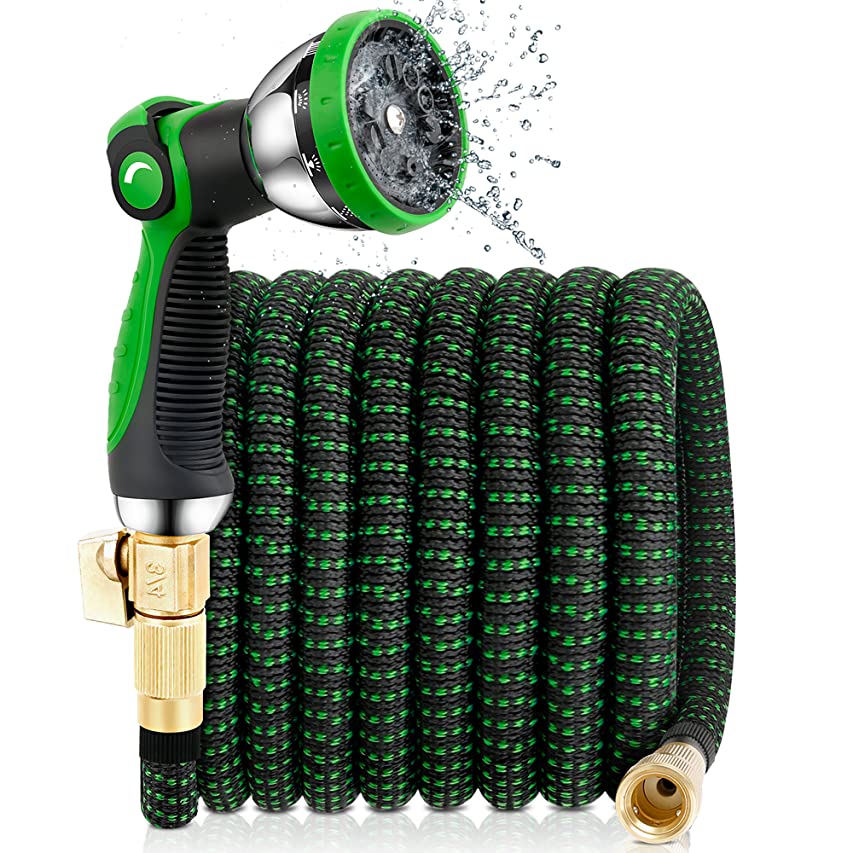 Amazon.com : YEMMEN Garden Hose 50ft Expandable Water Hose with 10 Function Nozzle and Solid Brass Fittings : Home Improvement 超级结实抗冻水管