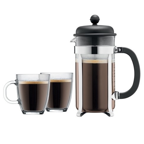 Bodum Brazil 8 Cup French Press Coffee For Two Set - Black 法式咖啡壶和咖啡杯套装