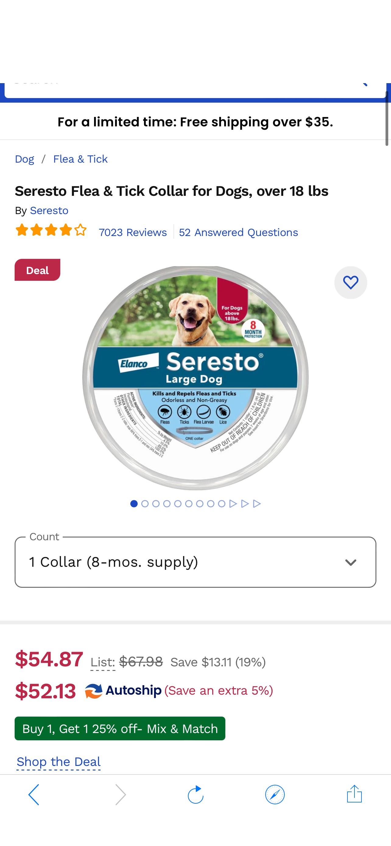 SERESTO Flea & Tick Collar for Dogs, over 18 lbs, 1 Collar (8-mos. supply) - Chewy.com