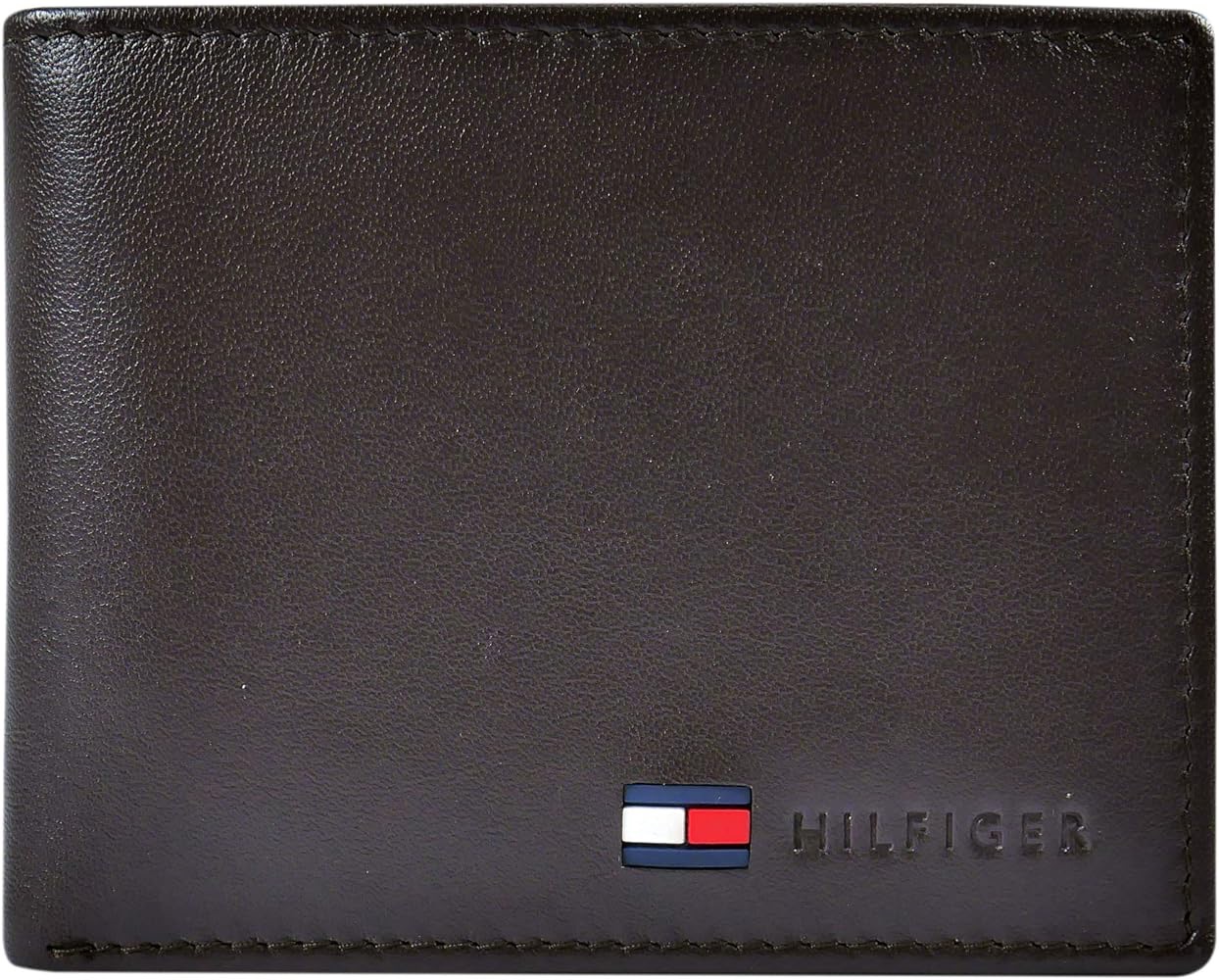 Tommy Hilfiger Men's Leather Wallet - Thin Sleek Casual Bifold with 6 Credit Card Pockets and Removable ID Window, British Brown at Amazon Men’s Clothing store