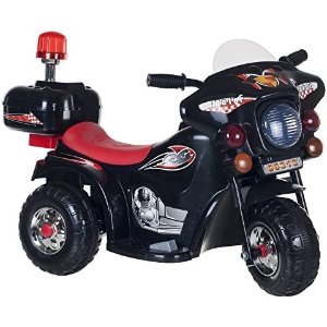 Lil' Rider Kids' Electric Motorcycle - 3-Wheel Battery-Powered Ride-On Trike for Ages 3 to 6 with Police Decals, Reverse, and Headlights