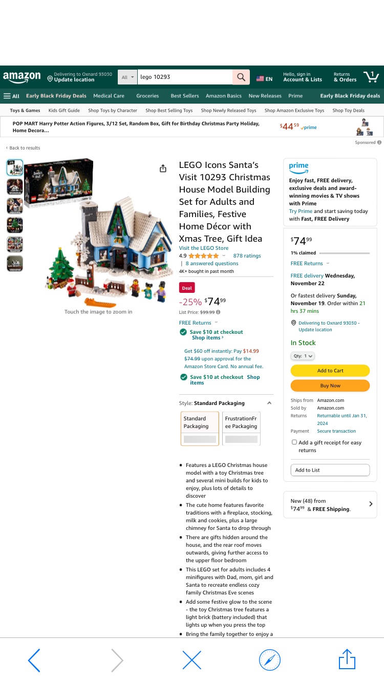 Amazon.com: LEGO Icons Santa’s Visit 10293 Christmas House Model Building Set for Adults and Families, Festive Home Décor with Xmas Tree, Gift Idea : Everything Else