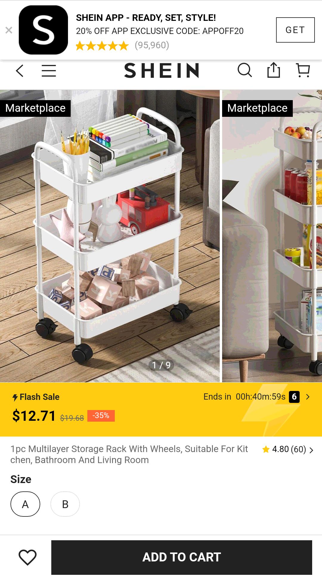 1pc Multilayer Storage Rack With Wheels, Suitable For Kitchen, Bathroom And Living Room | SHEIN USA