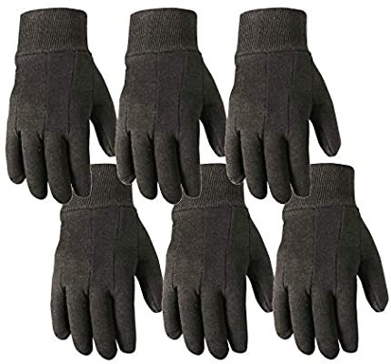 6 Pair Bulk Pack Jersey Cotton Work & Gardening Gloves, Large