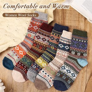$6.19 5 双羊毛袜 - 女士羊毛袜、Cozy Crew 袜、女士保暖冬季袜、女士复古袜,6-10