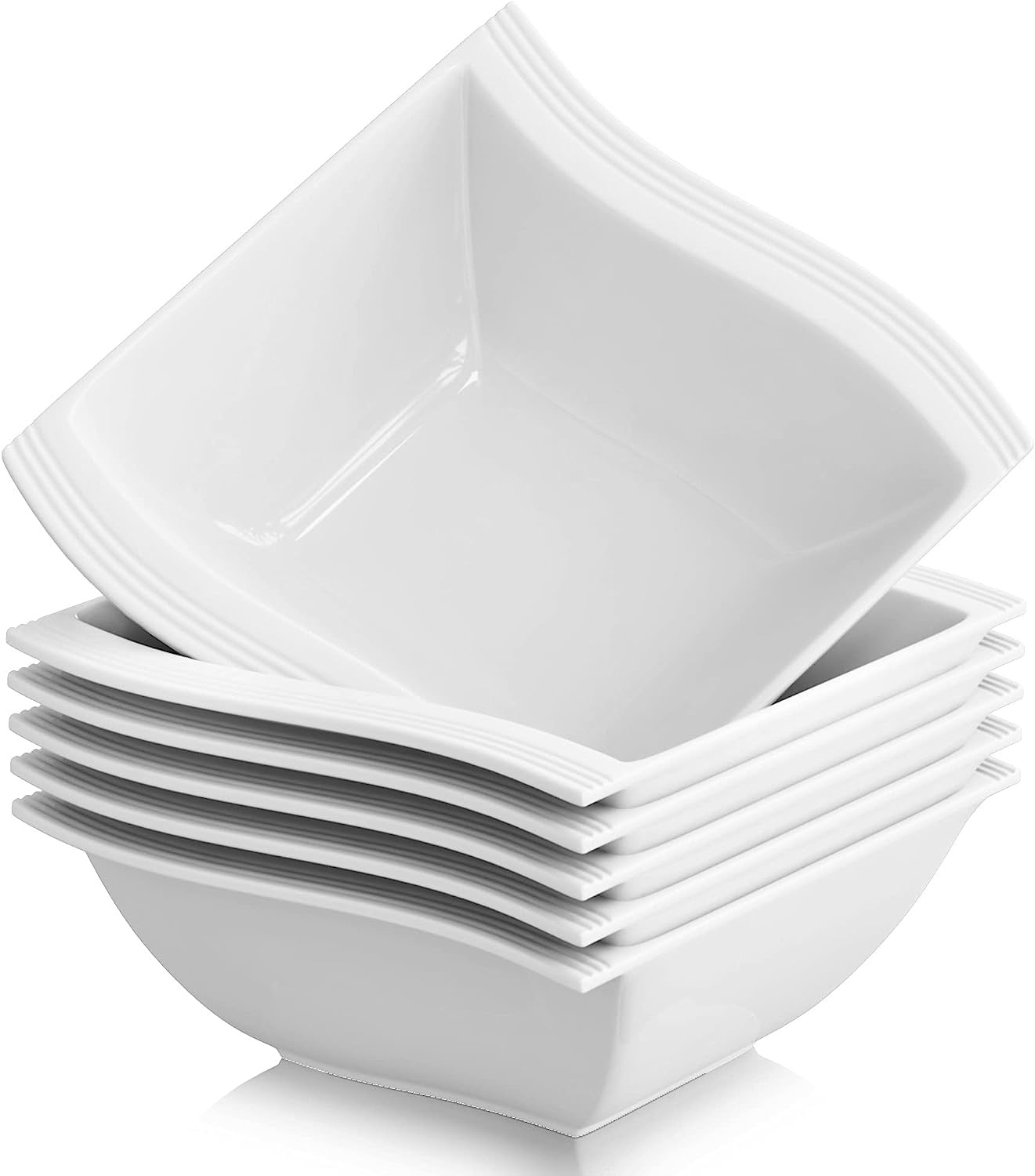 白色陶瓷方形碗 6个