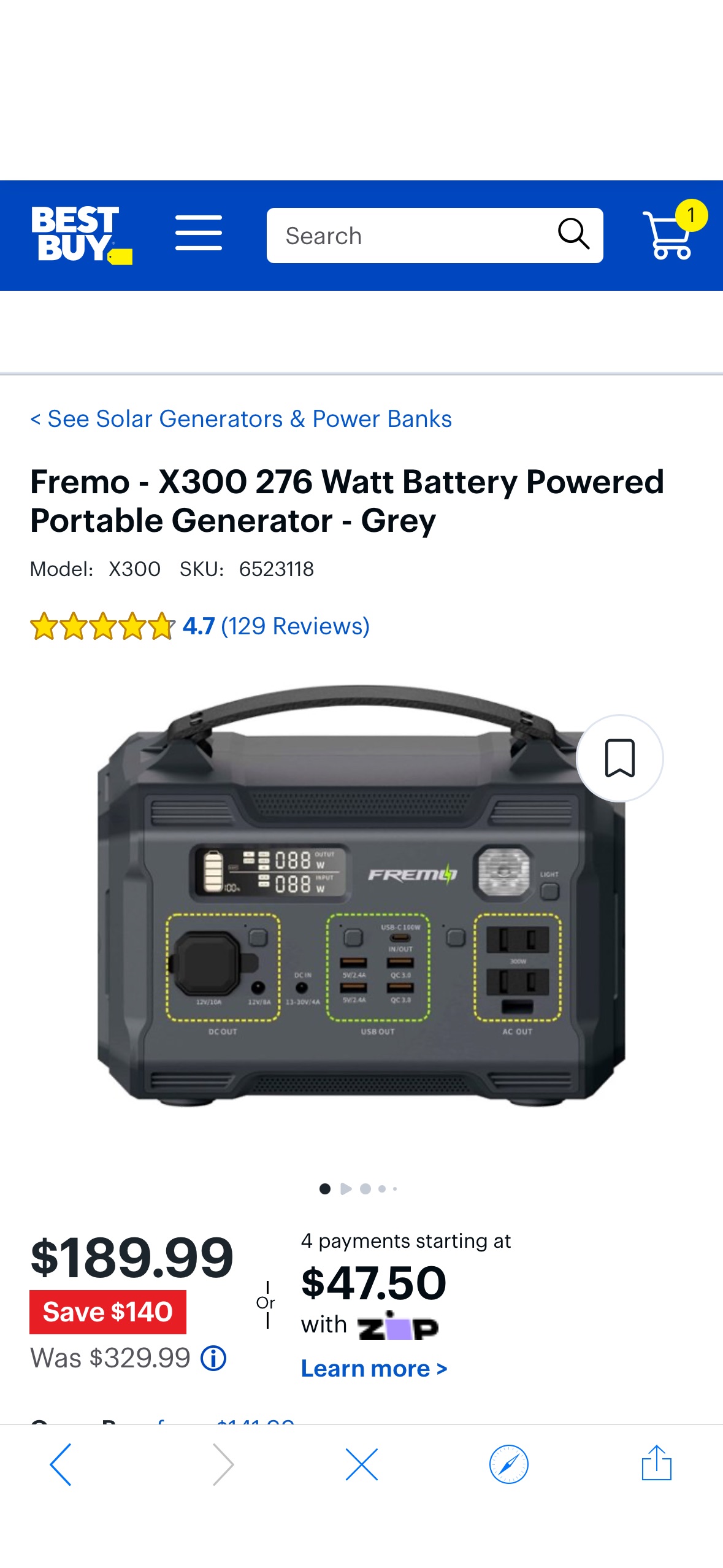 Fremo X300 276 Watt Battery Powered Portable Generator Grey X300 - Best Buy