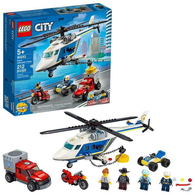 LEGO City Police Helicopter Chase 60243 Building Toy Set for Kids, Includes Toy Police ATV and Helicopter, Toy Motorbike, and a Getaway Truck, - Walmart.com