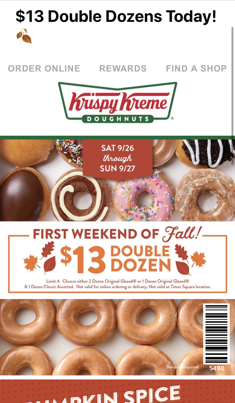 Krispy Kreme $13 兩盒甜甜圈 最高省8刀