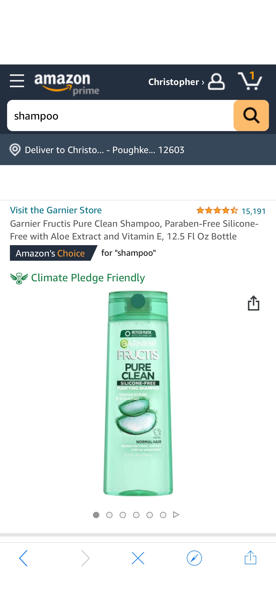 Amazon.com: Garnier Fructis Pure Clean Shampoo, Paraben-Free Silicone-Free with Aloe Extract and Vitamin E, 12.5 Fl Oz Bottle洗发水