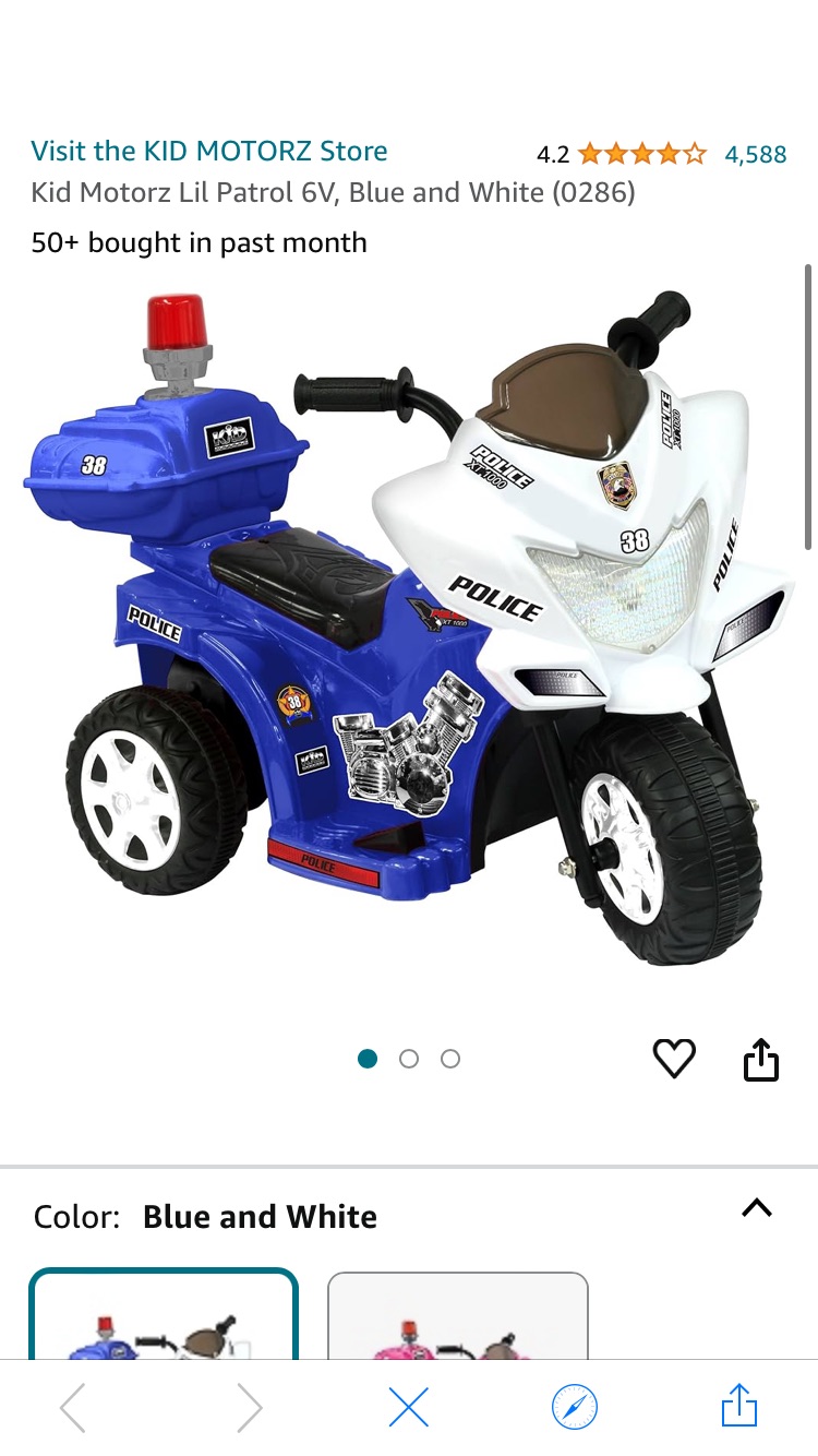 兒童電動警車Amazon.com: Kid Motorz Lil Patrol 6V, Blue and White (0286) : Everything Else