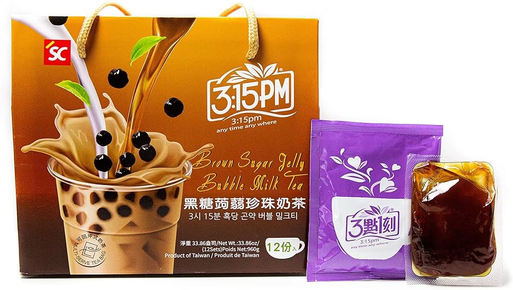 Amazon.com : 3:15pm Brown Sugar Milk Tea with Konjac Jelly 三点一刻黑糖珍珠奶茶