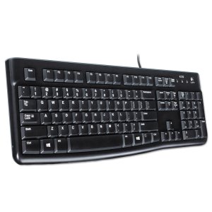 Logitech K120人体工学台式有线键盘，USB，黑色