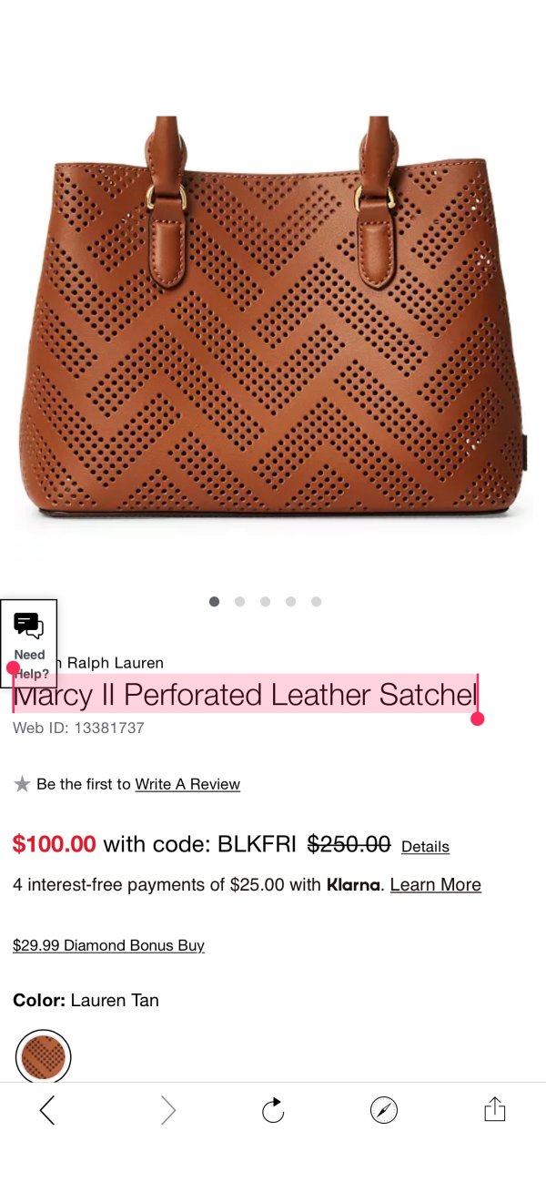 Lauren Ralph Lauren Marcy II Perforated Leather Satchel & Reviews - Handbags & Accessories - Macy's