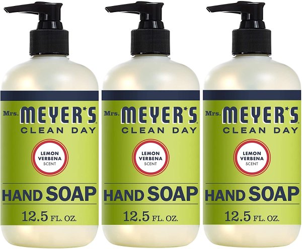 Mrs. Meyer’s Clean Day Liquid Hand Soap, Lemon Verbena Scent, 12.5 Fl Oz, Pack of 3