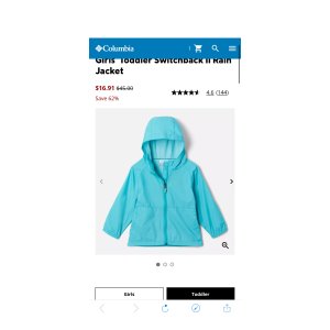 $16.91 Girls Toddler Switchback II Rain Jacket | Columbia Sportswear
