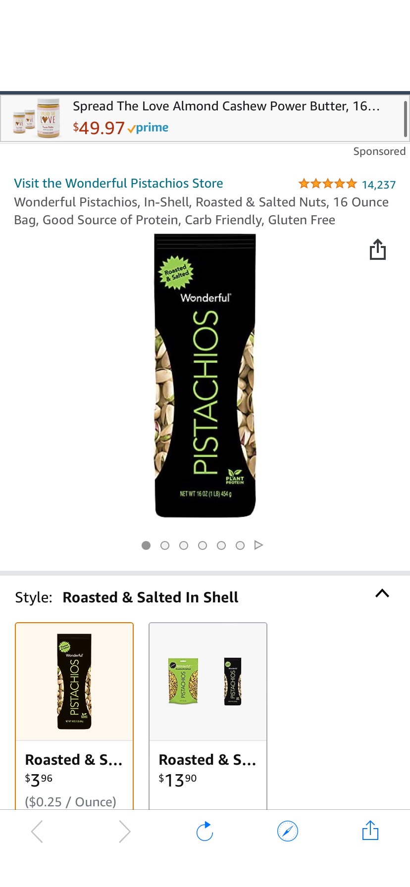 开心果Amazon.com : Wonderful Pistachios, In-Shell, Roasted & Salted Nuts, 16 Ounce Bag, Good Source of Protein, Carb Friendly, Gluten Free : Snack Pistachio Nuts : Everything Else