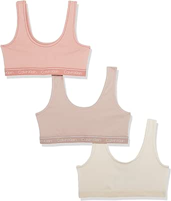Amazon.com: Calvin Klein Girls&#39; Soft Cotton Bralette Bra, Multipack, ND/Rsedwn/Hny: Clothing, Shoes &amp; Jewelry