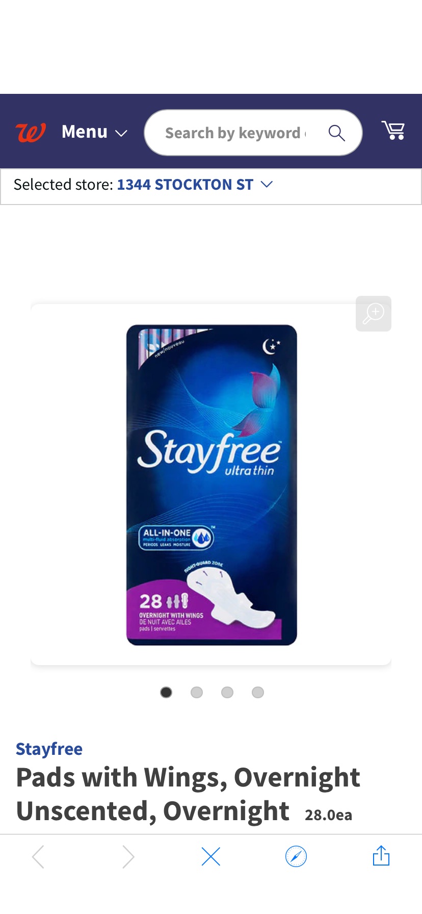 Stayfree Pads with Wings, Overnight Unscented, Overnight | Walgreens卫生巾