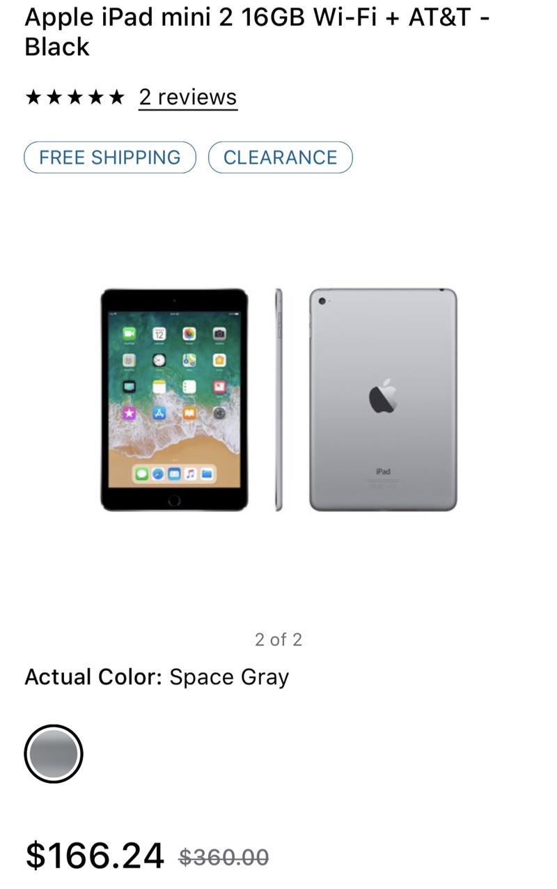 Apple iPad mini 2 16GB Wi-Fi + AT&T - Black - Walmart.com 苹果平板
