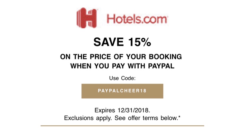 Hotels.com - PayPal特惠