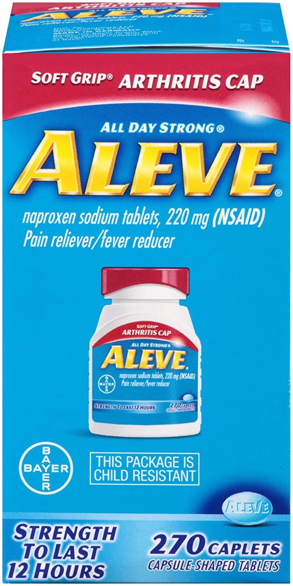 Aleve Soft Grip Arthritis Cap Caplets, Naproxen Sodium 220 mg (NSAID), Pain Reliever/Fever Reducer,  270 Count