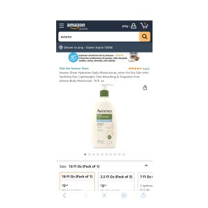 $8.77 Amazon.com : Aveeno Sheer Hydration Daily Moisturizing Lotion for Dry Skin with Soothing Oat, Lightweight, Fast-Absorbing & Fragrance-Free Intense Body Moisturizer, 18 fl. oz : Beauty & Personal Care