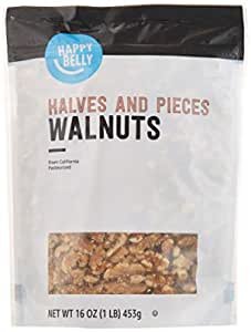 Amazon Brand - Happy Belly California Walnuts, Halves and Pieces, 16 Ounce (Pack of 2)