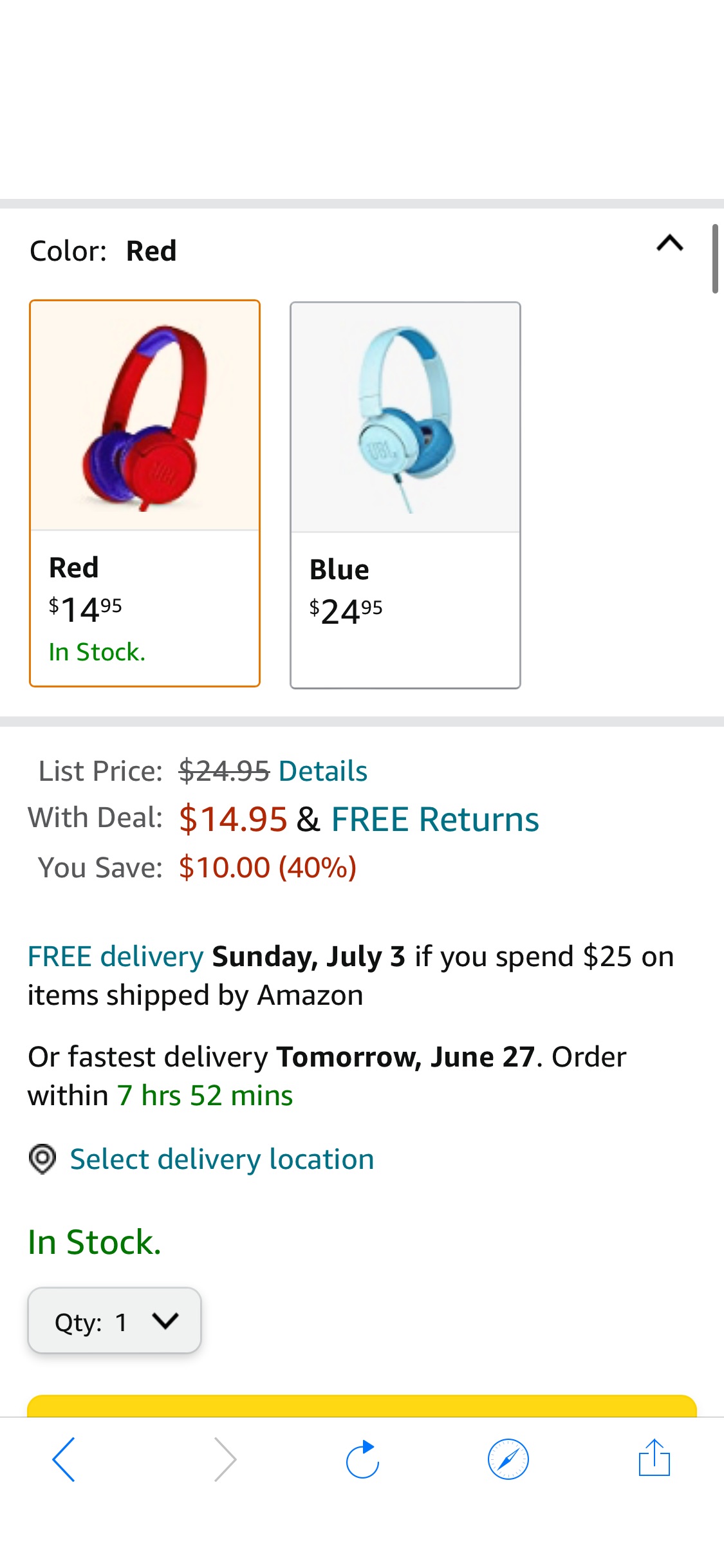 Amazon.com: JBL JR 300 - On-Ear Headphones for Kids - Red : Everything Else儿童耳机