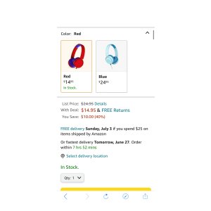 $14.95 Amazon.com: JBL JR 300 - On-Ear Headphones for Kids - Red : Everything Else儿童耳机
