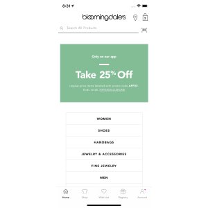 $1 Bloomingdale s APP 正价商品75折