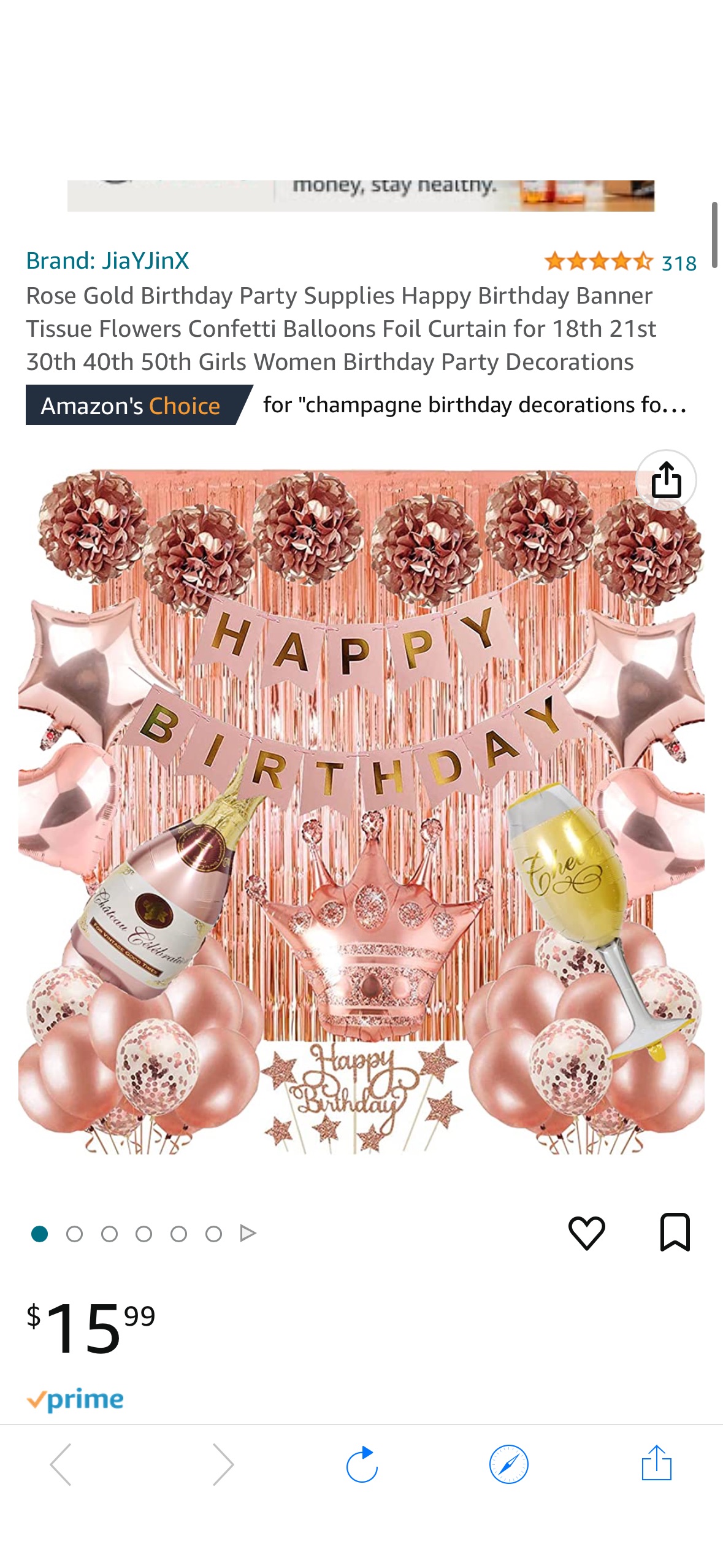 Amazon.com: Rose Gold Birthday Party Supplies Happy Birthday Banner Tissue Flowers Confetti Balloons Foil Curtain