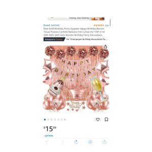 $11.19 Amazon.com: Rose Gold Birthday Party Supplies Happy Birthday Banner Tissue Flowers Confetti Balloons Foil Curtain