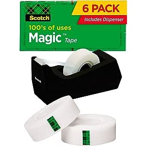 Scotch Magic Tape 6 Tape Rolls With Dispensers, 3/4 x 1000 Inches