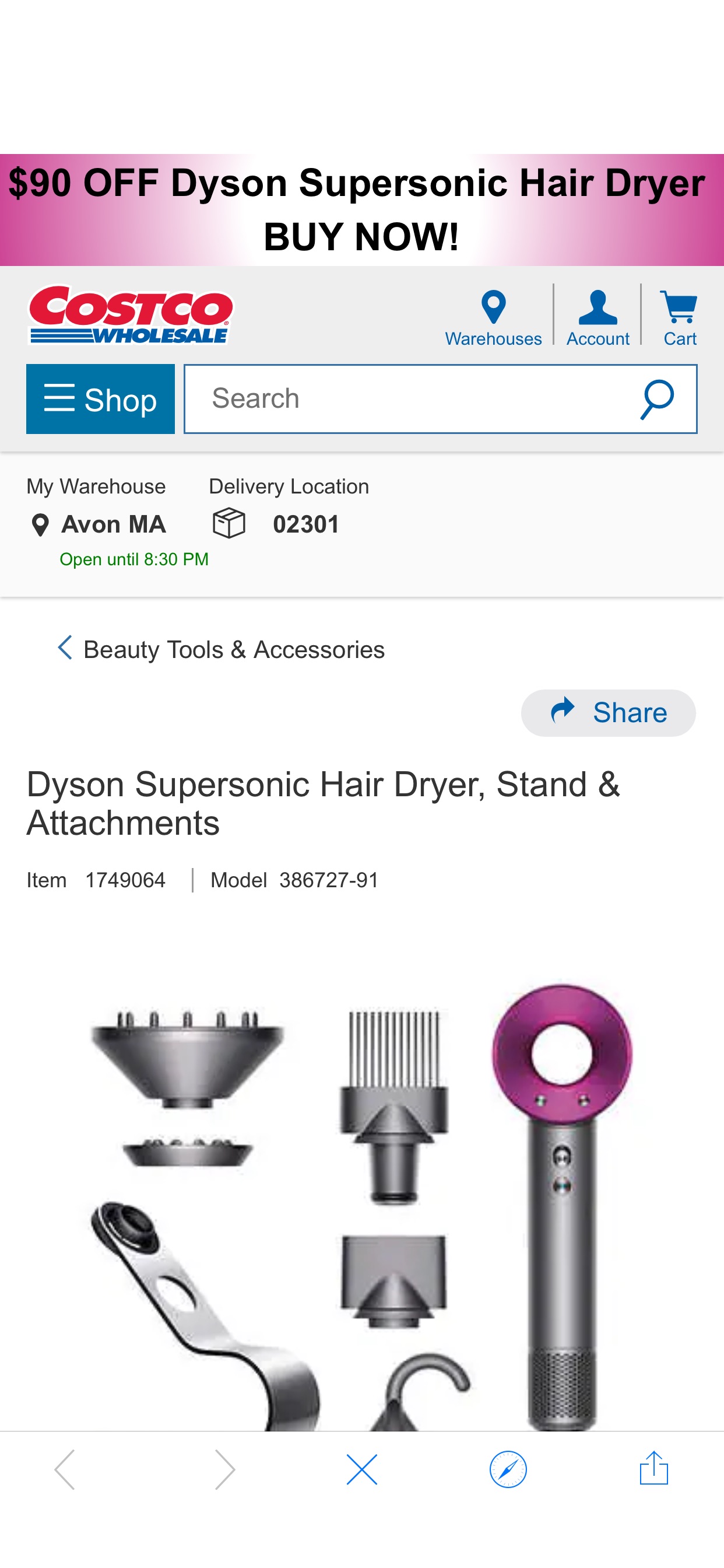 Dyson Supersonic Hair Dryer, Stand & Attachments | Costco