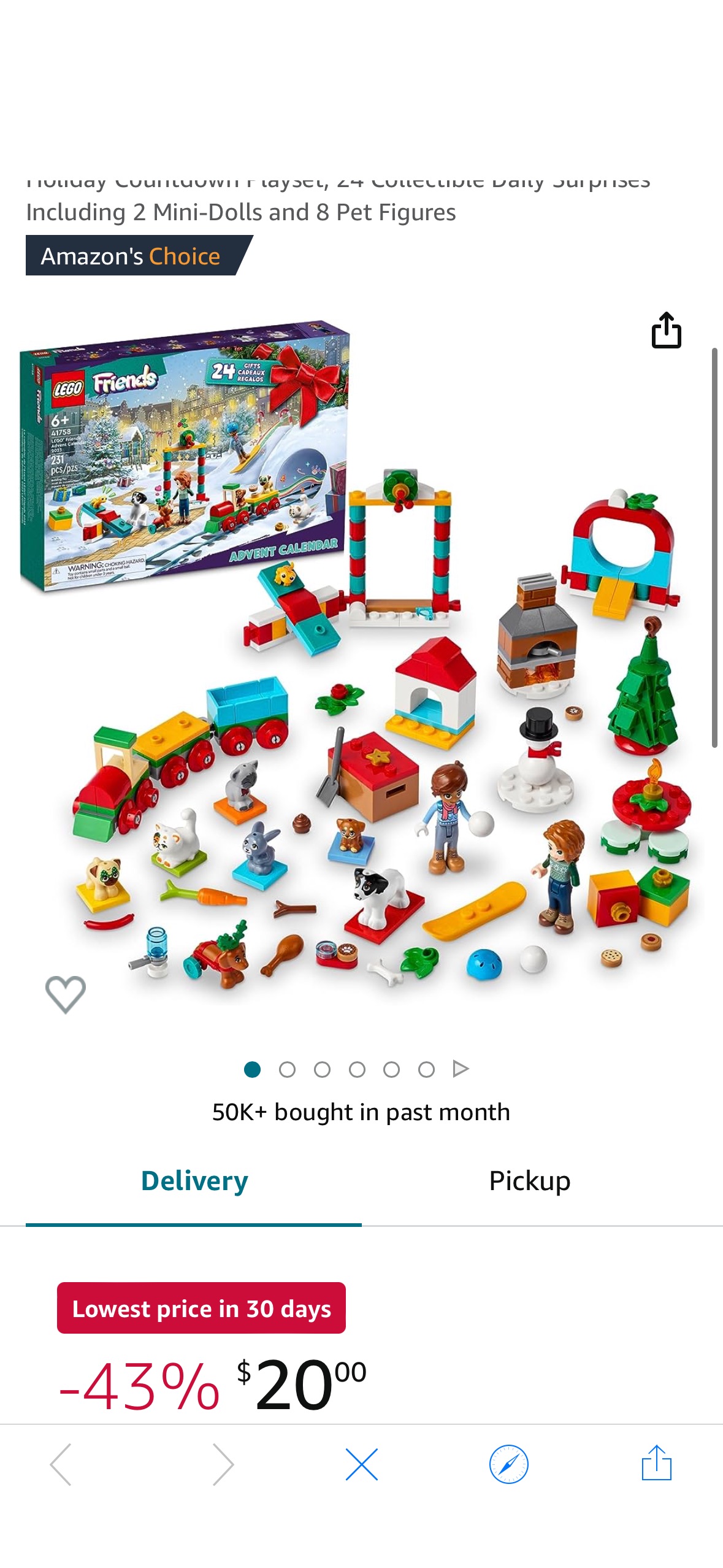 Amazon.com: LEGO Friends 2023 Advent Calendar 41758 Christmas Holiday Countdown Playset,补货