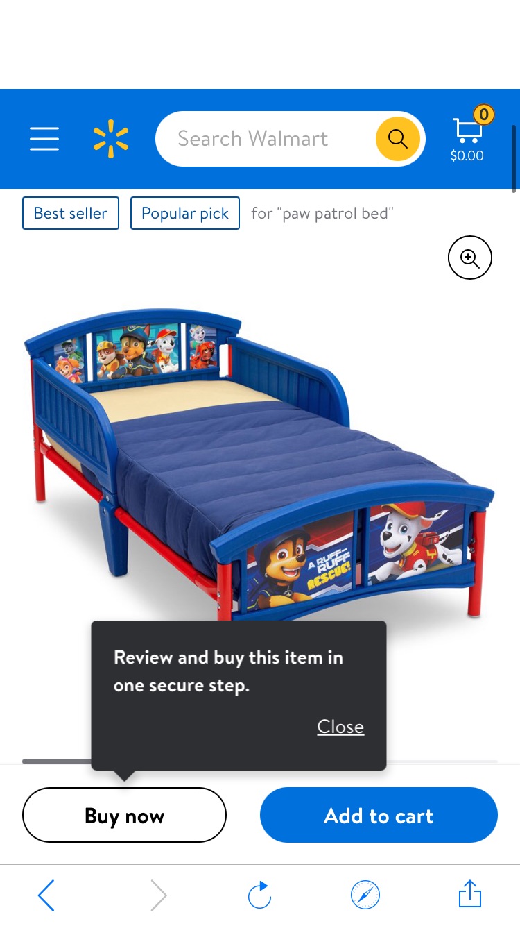 小狗汪汪队儿童床Delta Children Nick Jr. PAW Patrol Plastic Toddler Bed, Blue - Walmart.com
