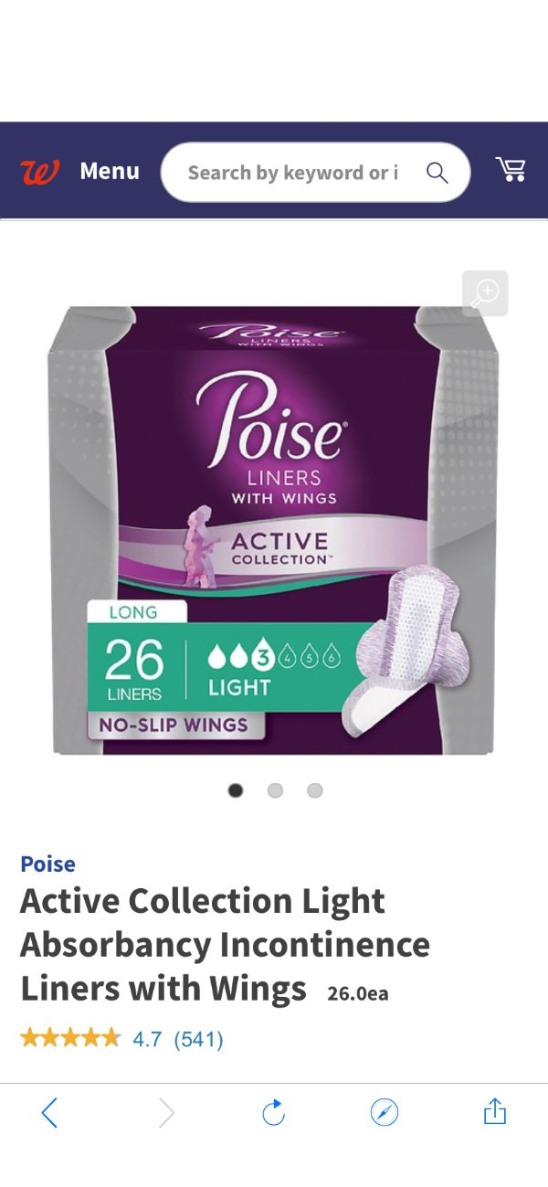 Poise Active Collection Light Absorbancy Incontinence Liners with Wings | Walgreens 卫生巾免费