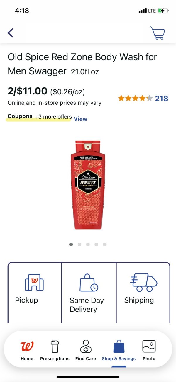 Old Spice Red Zone Body Wash for Men Swagger | Walgreens
