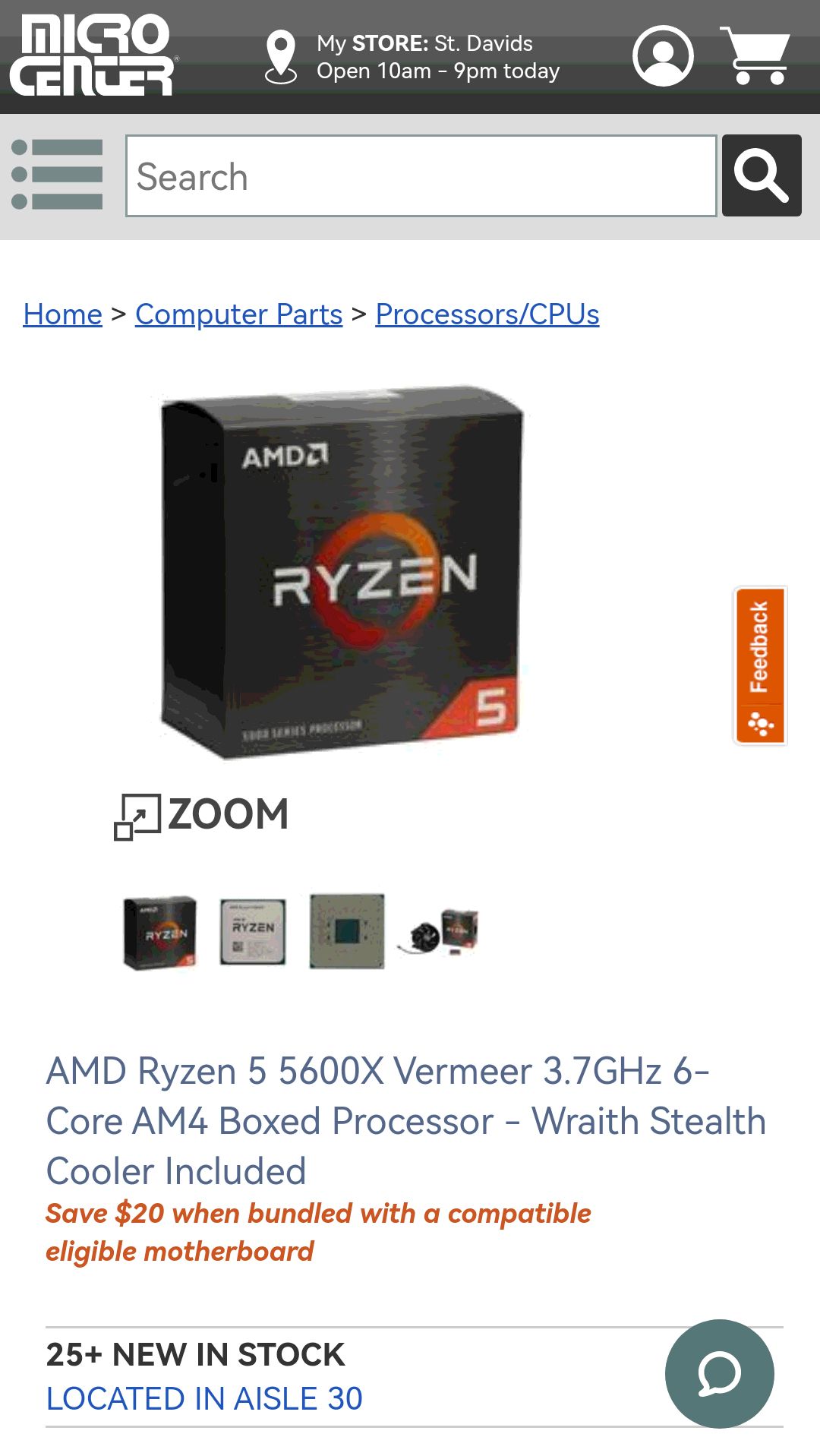 AMD Ryzen 5 5600X Vermeer 3.7GHz 6-Core AM4 Boxed Processor MC真香警告