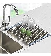 Amazon.com: Seropy Roll Up Dish Drying Rack, Over The Sink Dish Drying Rack Kitchen Rolling Dish Drainer, Foldable Sink Rack Mat Stainless Steel Wire Dish Drying Rack  