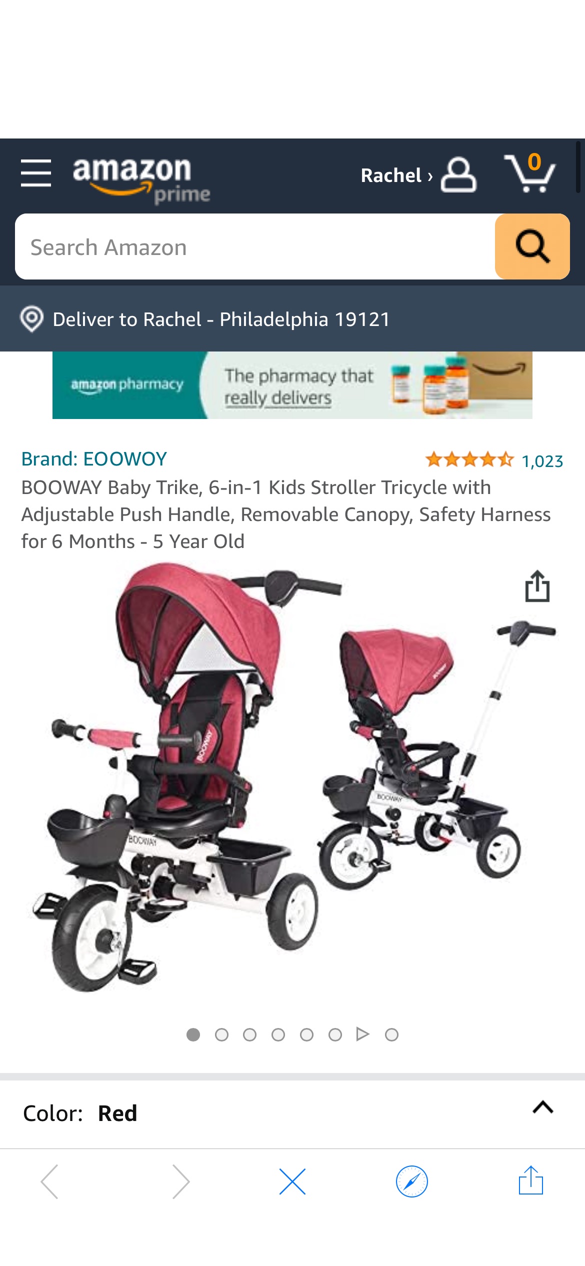 Amazon.com: BOOWAY Baby Trike, 6-in-1 Kids Stroller Tricycle with Adjustable Push Handle, Removable Canopy, Safety Harness for 6 Months - 5 Year Old : Baby