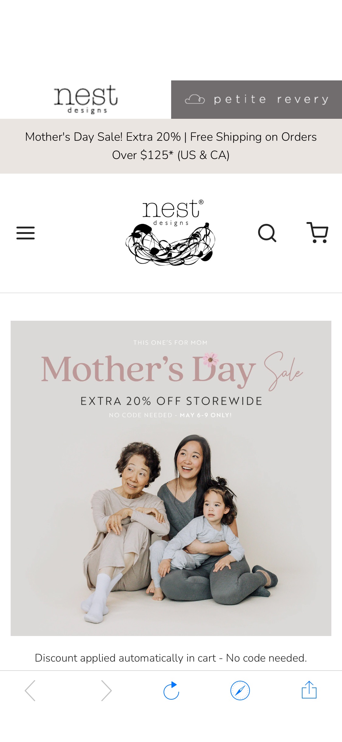 Mother's Day Sale – Nest Designs超软超舒适的nd母亲节折扣，全场20%off，无需折扣码