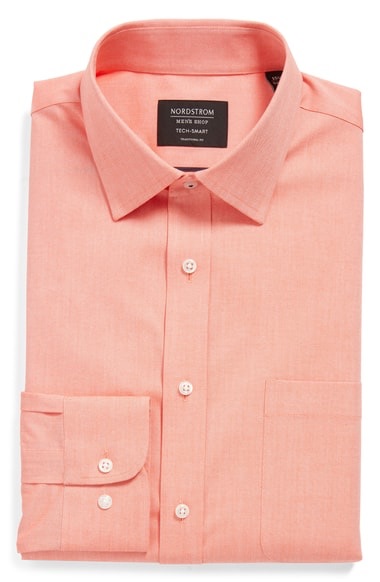 Nordstrom Men's Shop Tech-Smart Traditional Fit Stretch Pinpoint Dress Shirt 单色衬衫