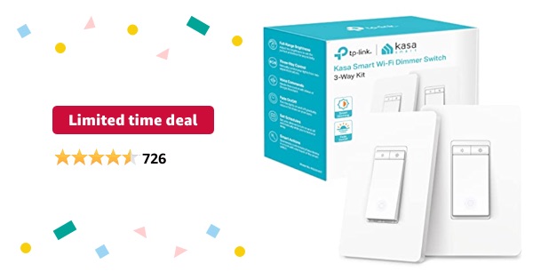 Limited-time deal: Kasa Smart 3 Way Dimmer Switch KIT, Dimmable Light Switch Compatible with Alexa, Google Assistant and SmartThings, Neutral Wire Needed, 2.4GHz, ETL Certified, No Hub Required, White