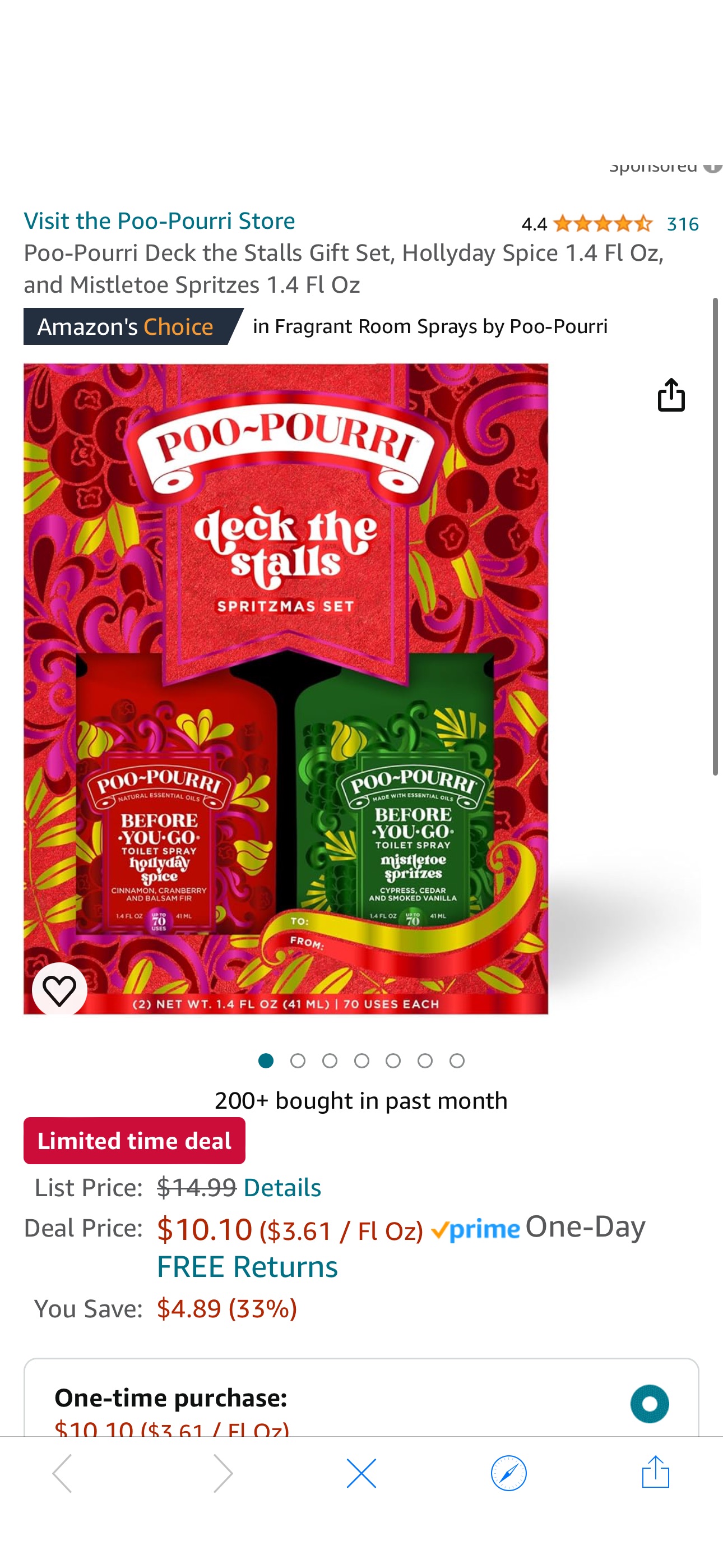 Amazon.com: Poo-Pourri Deck the Stalls Gift Set, Hollyday Spice 1.4 Fl Oz, and Mistletoe Spritzes 1.4 Fl Oz : Home & Kitchen